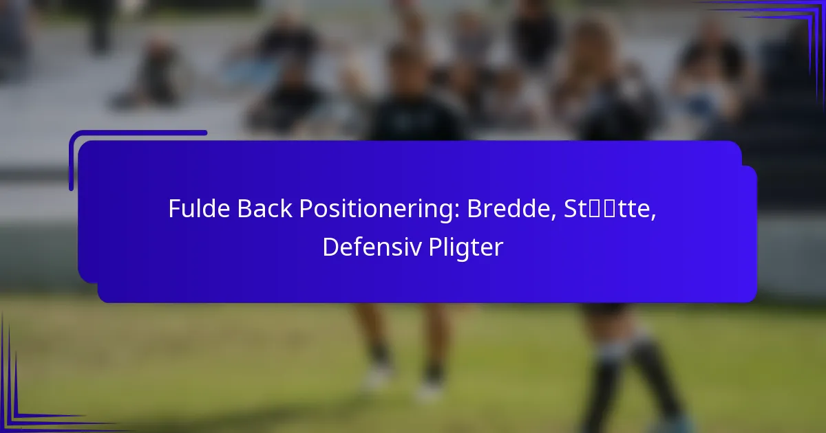 Fulde Back Positionering: Bredde, Støtte, Defensiv Pligter
